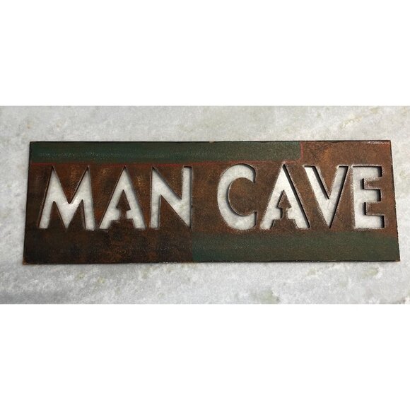 "Man Cave" Sign (Cut Out) - Great Gift For Dads Favorite Room Distressed Plaque - Picture 5 of 7
